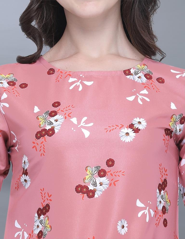 Angellic Pink Coloured Printed Crepe Tops | Sudathi