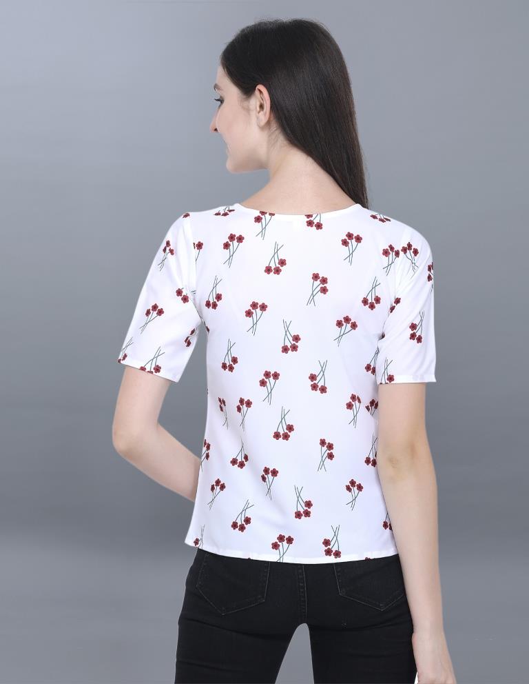 Ravishing White Coloured Printed Crepe Tops | Sudathi