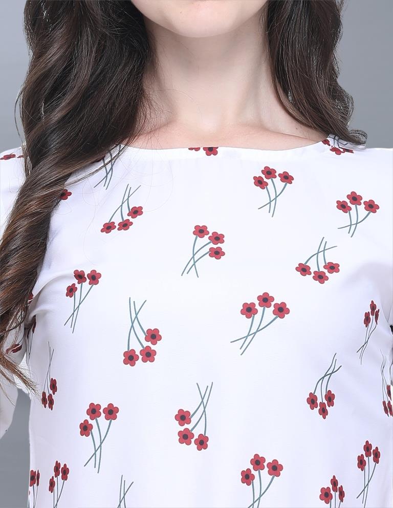 Ravishing White Coloured Printed Crepe Tops | Sudathi