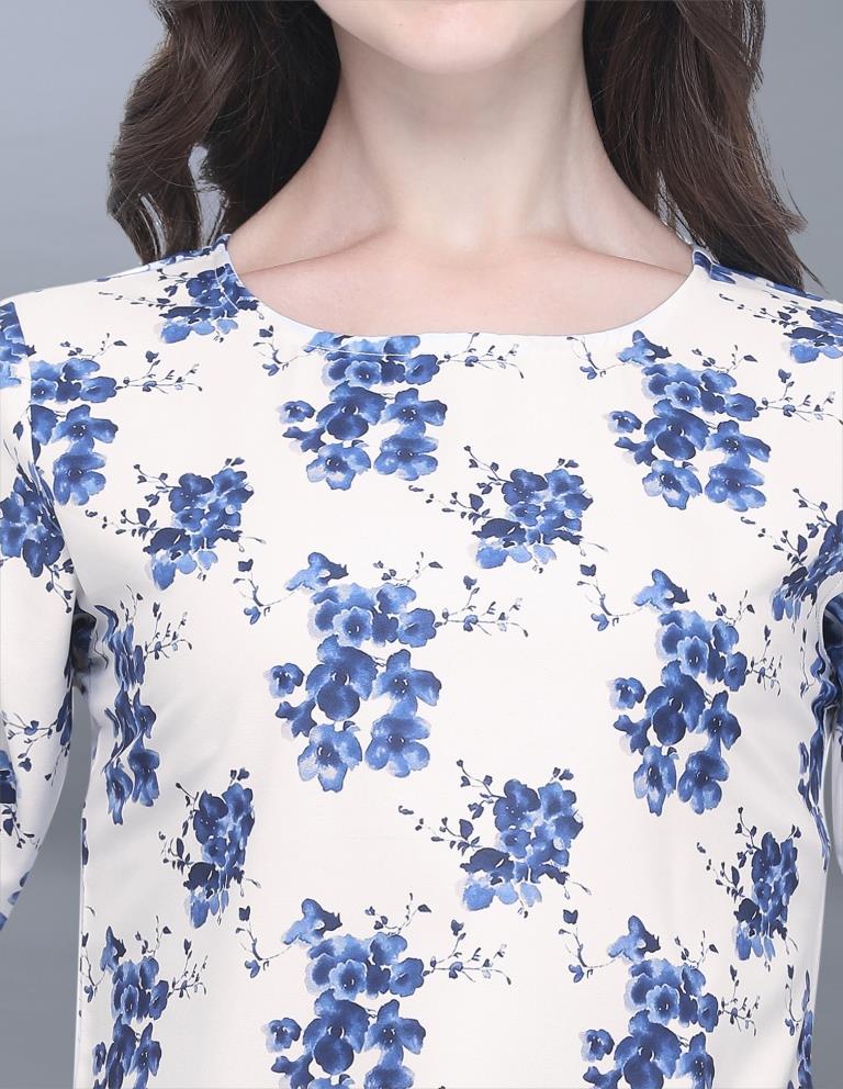 Divine White Coloured Printed Crepe Tops | Sudathi