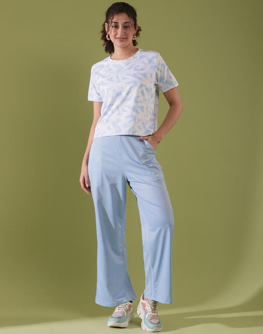 White Lycra Printed T-shirt