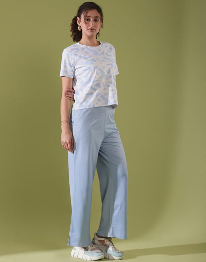 White Lycra Printed T-shirt