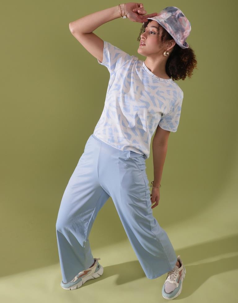 White Lycra Printed T-shirt
