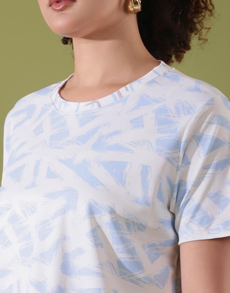 White Lycra Printed T-shirt