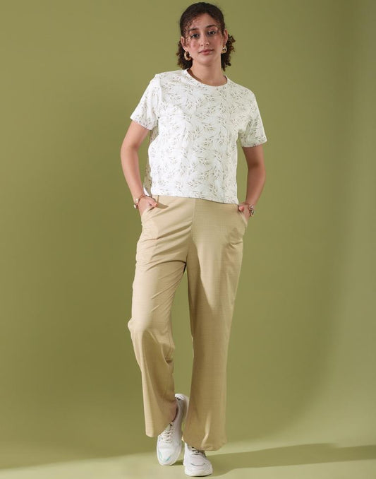 White Lycra Printed T-shirt