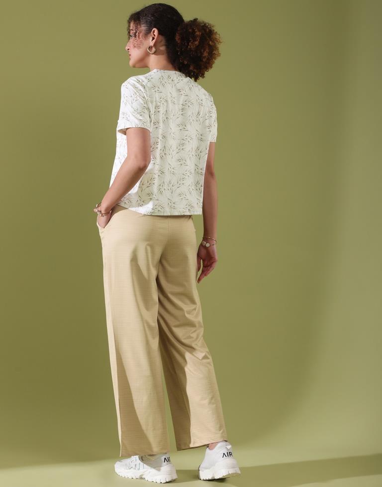 White Lycra Printed T-shirt