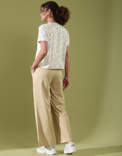 White Lycra Printed T-shirt