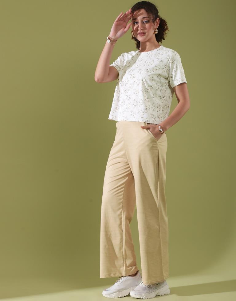 White Lycra Printed T-shirt