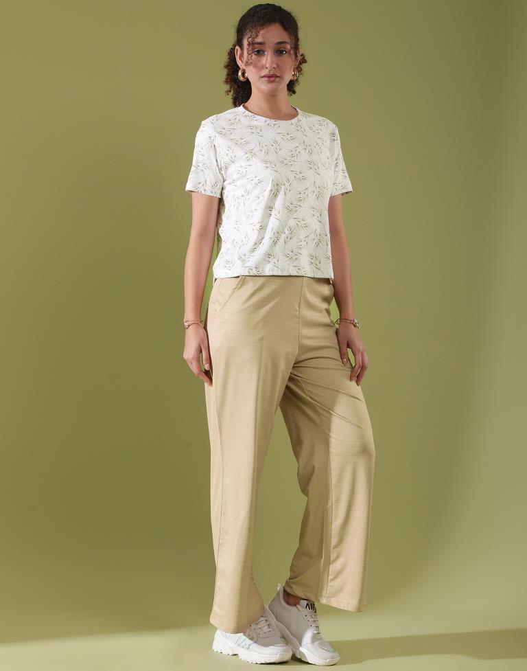 White Lycra Printed T-shirt