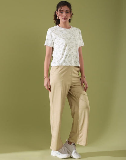 White Lycra Printed T-shirt