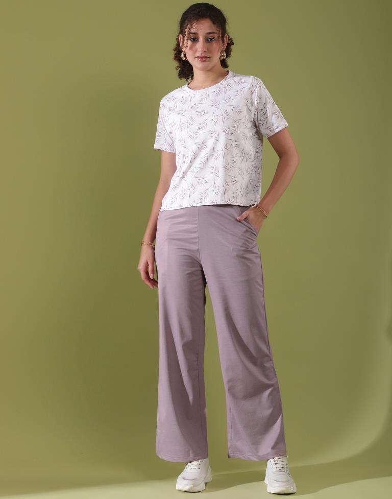 White Lycra Printed T-shirt