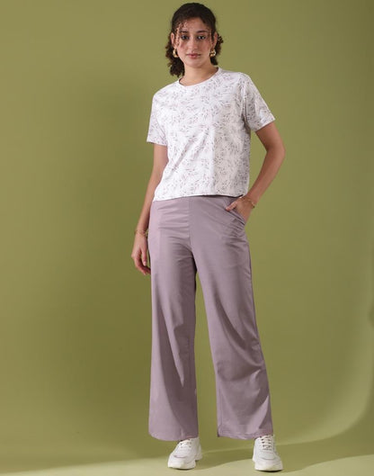 White Lycra Printed T-shirt