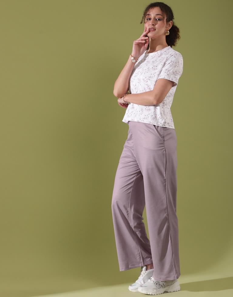 White Lycra Printed T-shirt