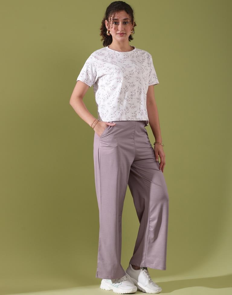 White Lycra Printed T-shirt
