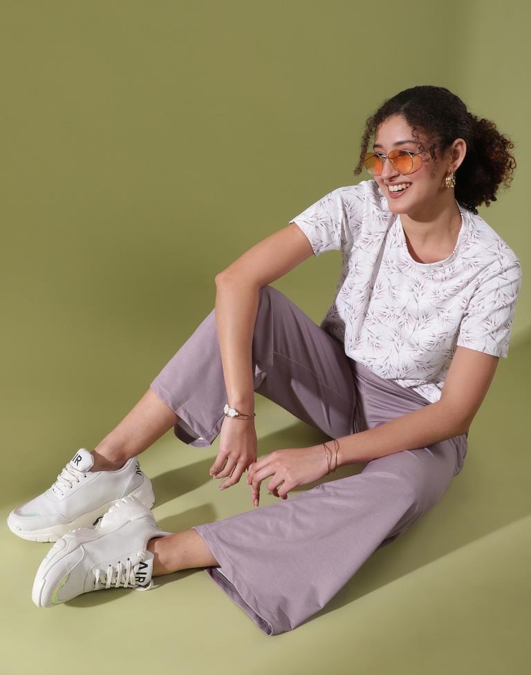 White Lycra Printed T-shirt
