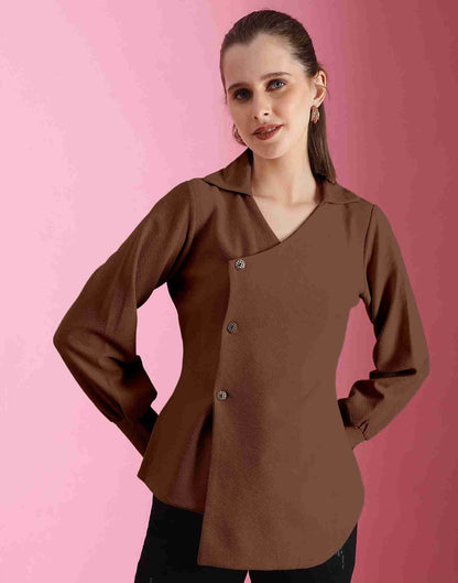 Brown Lycra Plain Top