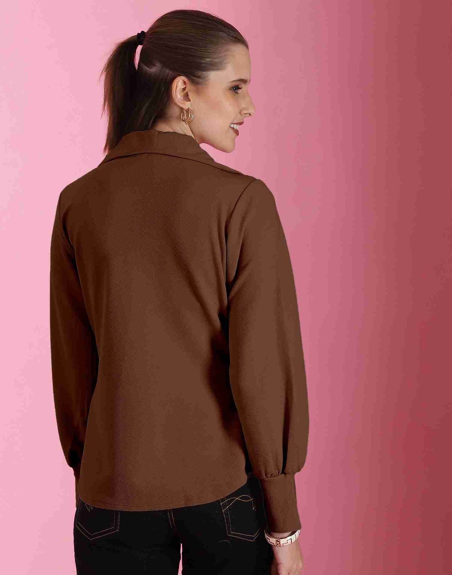 Brown Lycra Plain Top