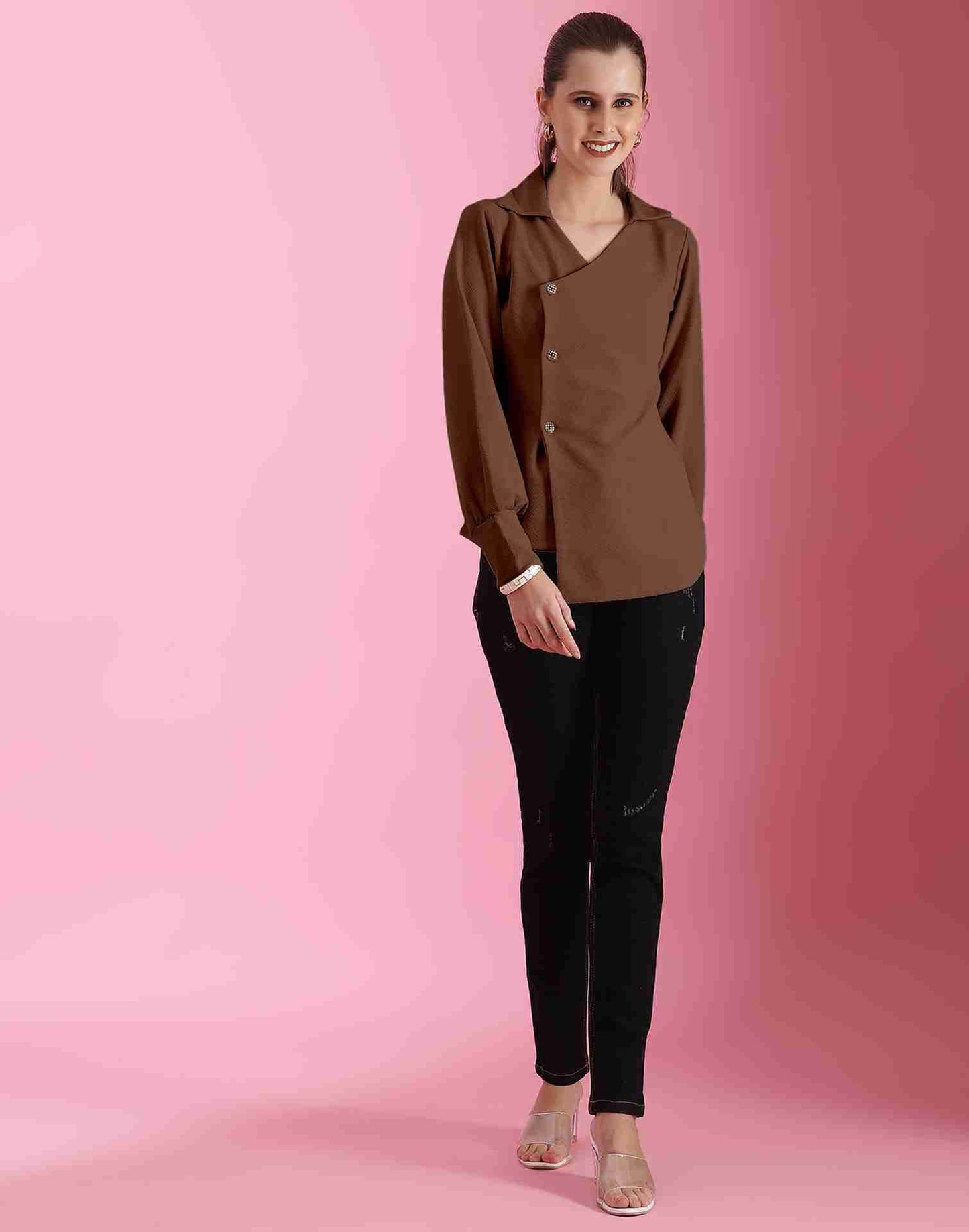 Brown Lycra Plain Top