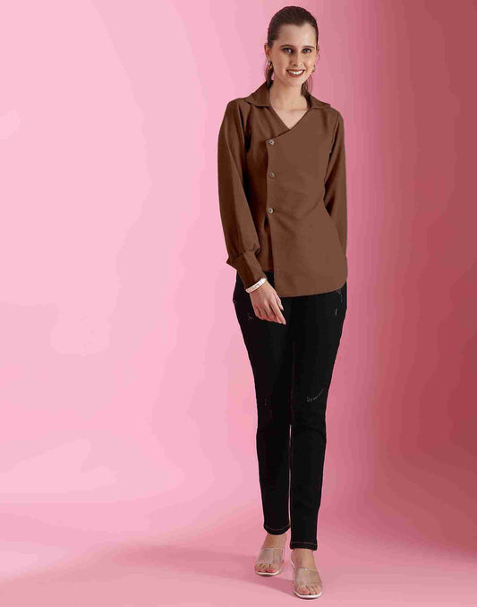 Brown Lycra Plain Top