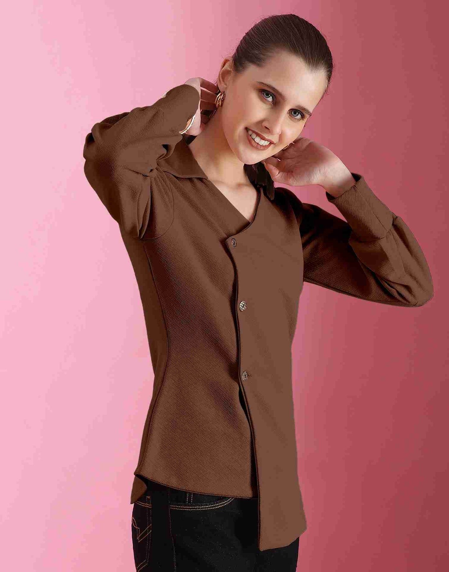 Brown Lycra Plain Top