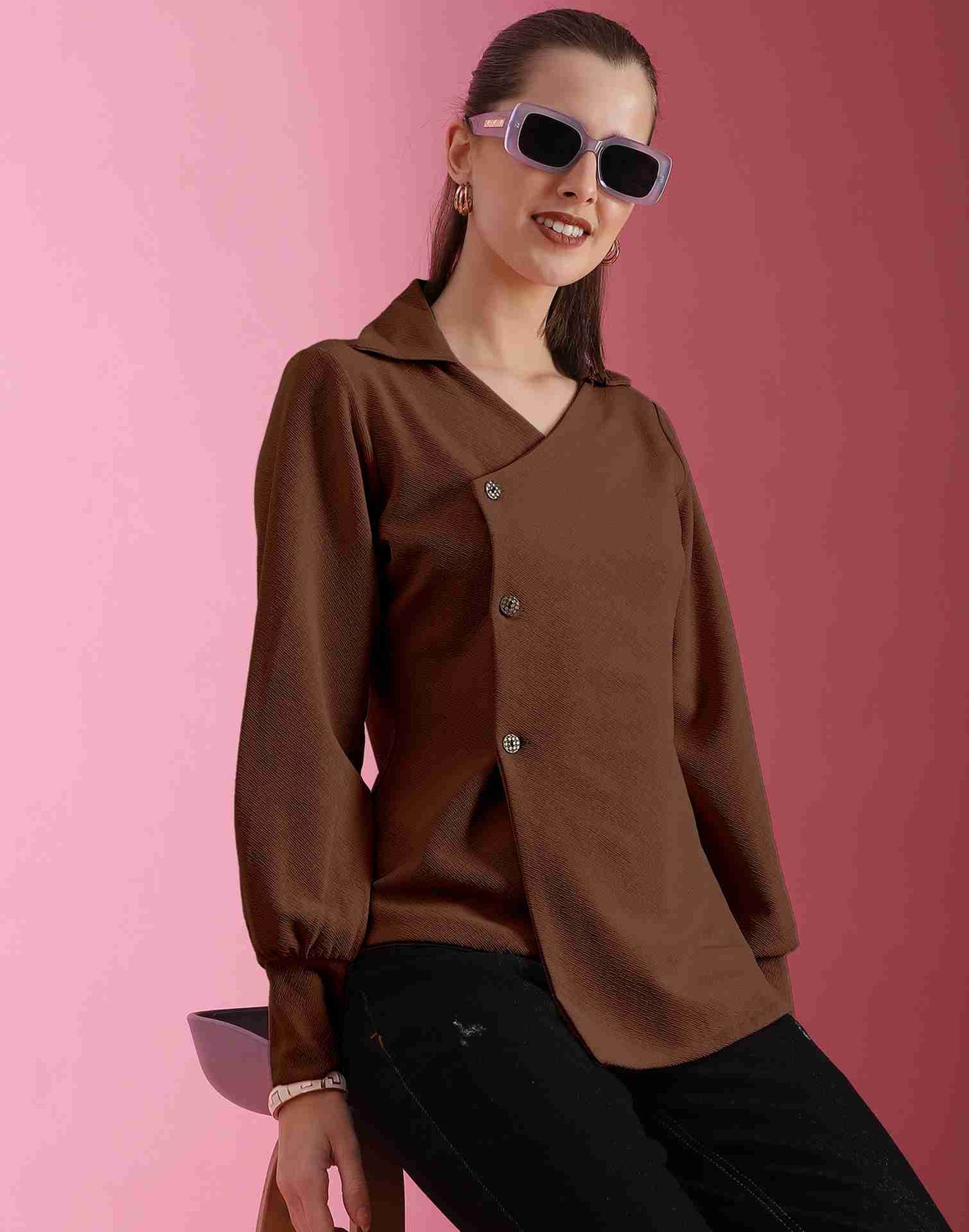 Brown Lycra Plain Top