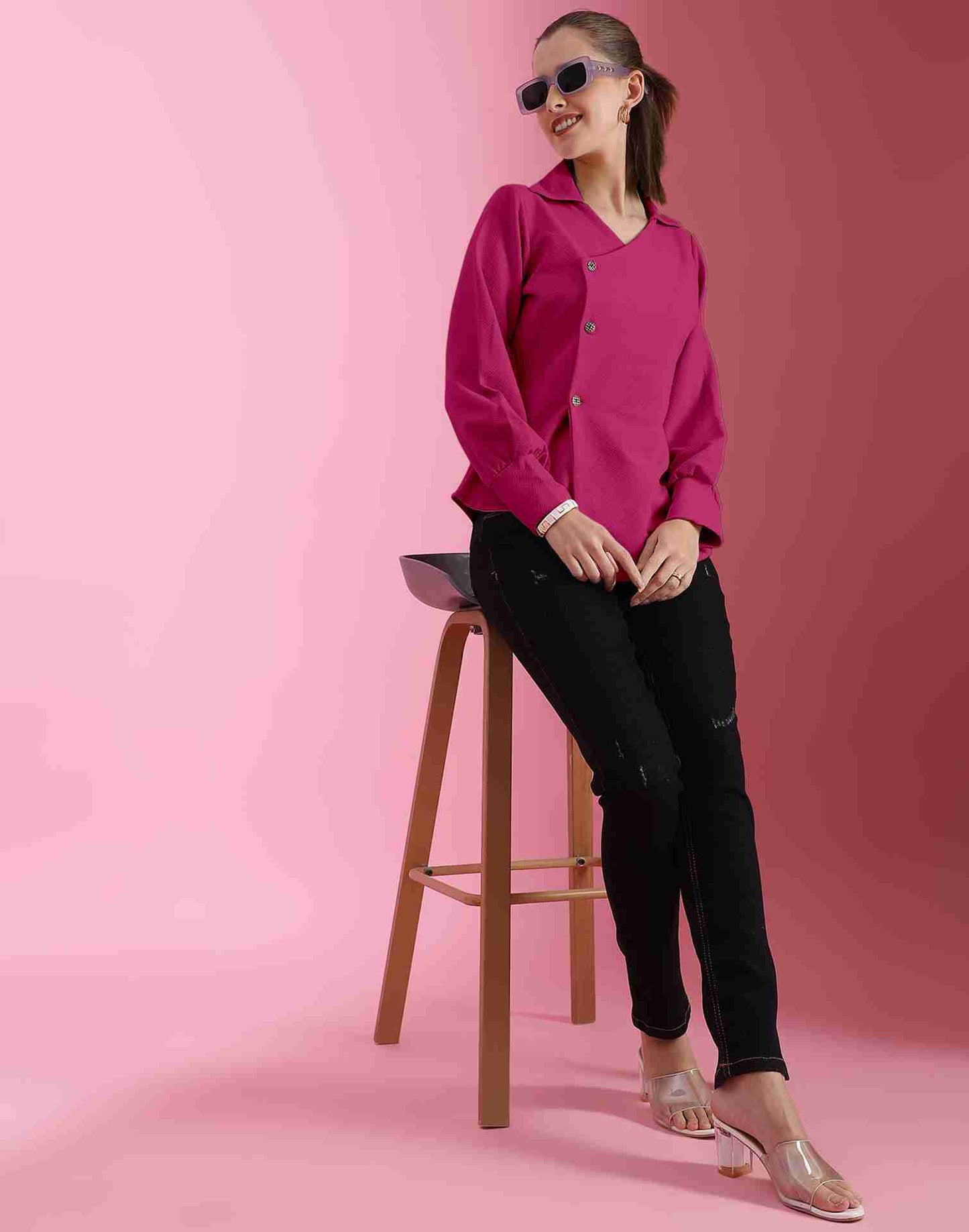Pink Lycra Plain Top