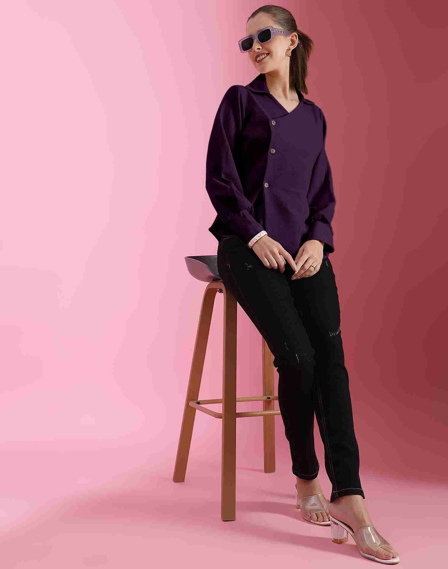 Purple Lycra Plain Top