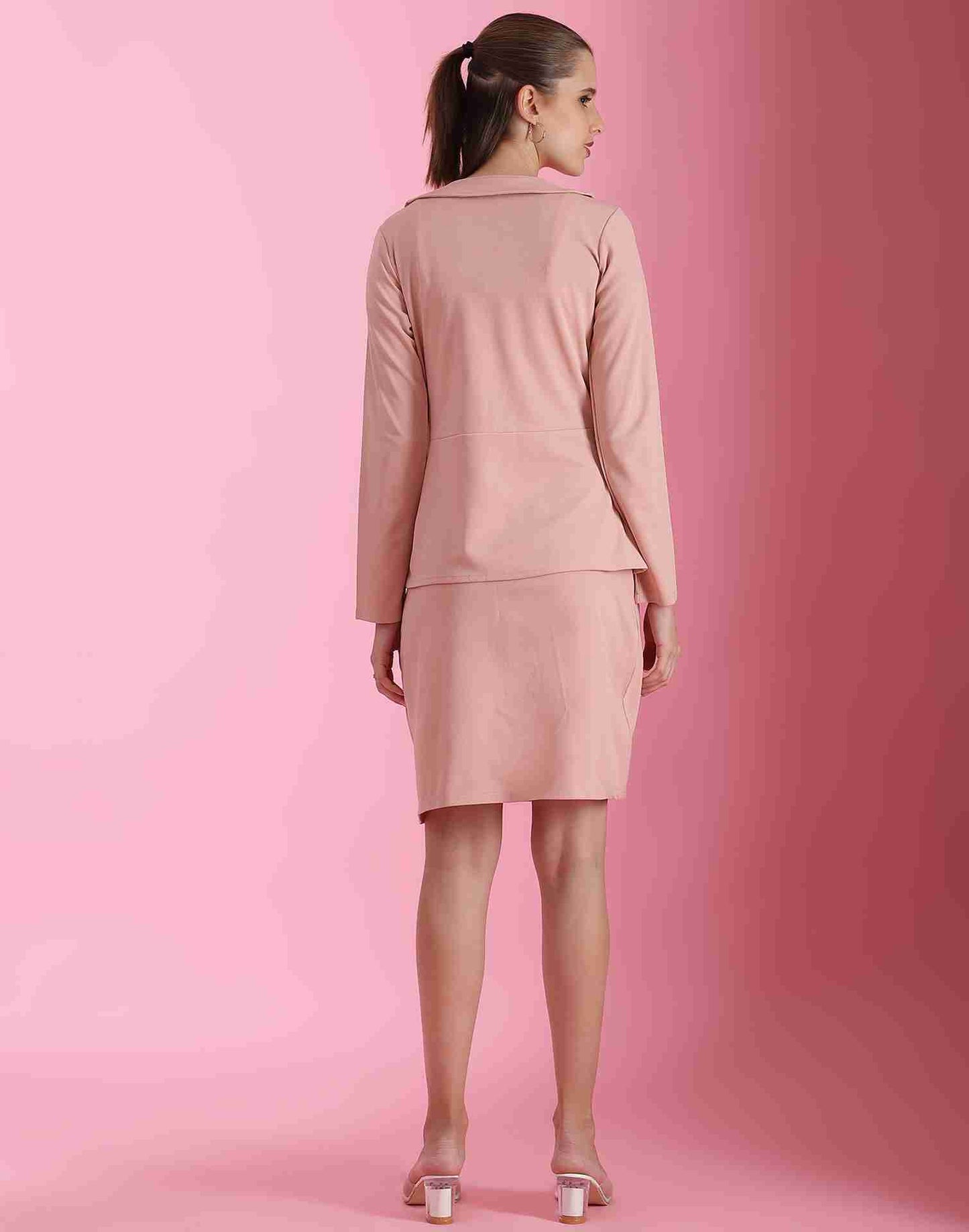 Pink Lycra Plain Co-ord Set