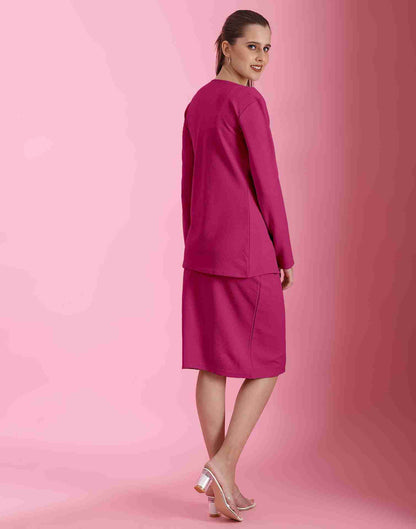 Pink Lycra Plain Co-ord Set