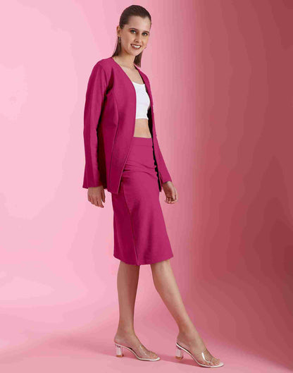 Pink Lycra Plain Co-ord Set