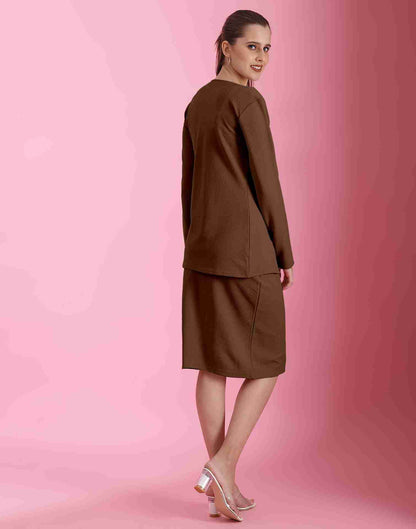 Brown Lycra Plain Co-ord Set