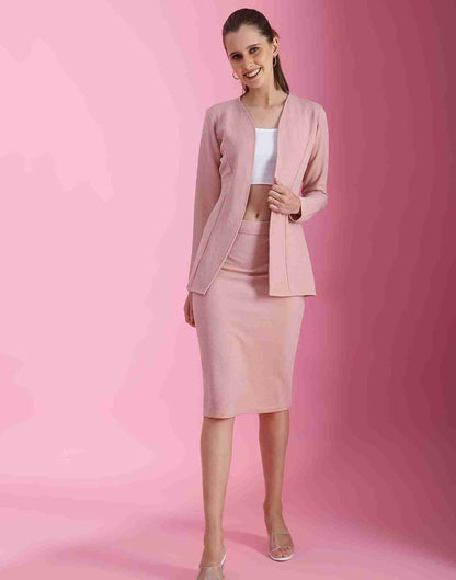 Pink Lycra Plain Co-ord Set
