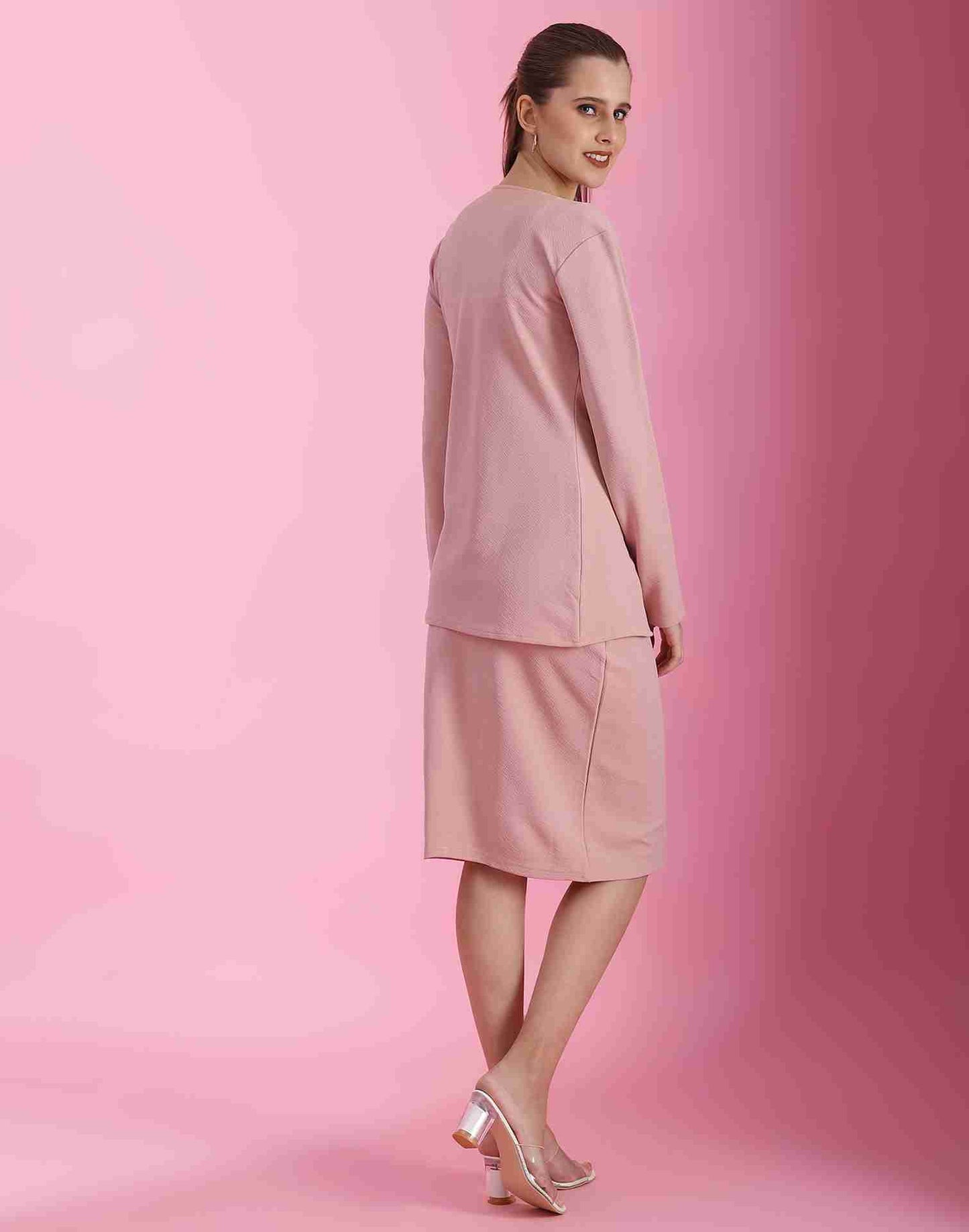 Pink Lycra Plain Co-ord Set