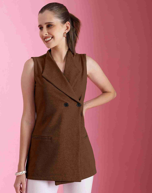 Brown Lycra Plain Top