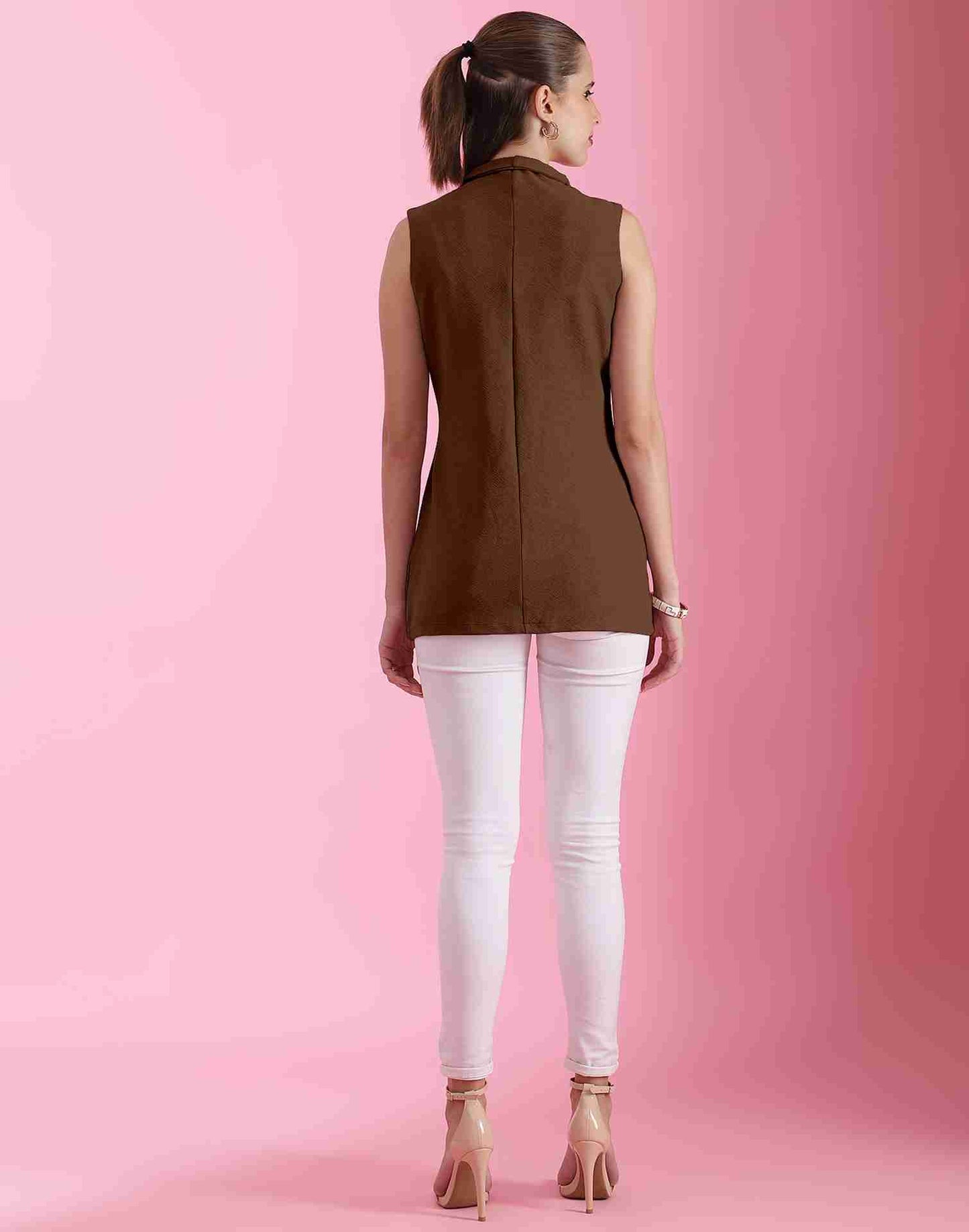 Brown Lycra Plain Top