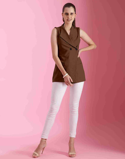 Brown Lycra Plain Top