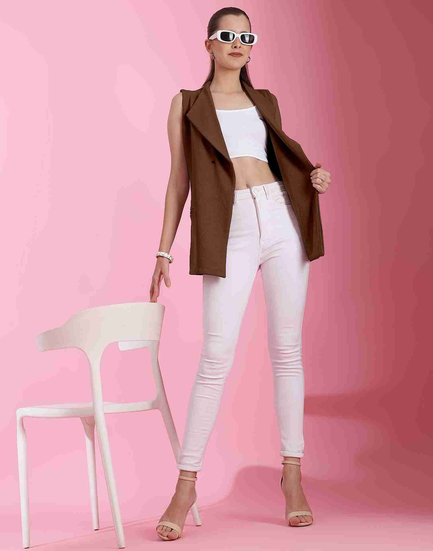 Brown Lycra Plain Top