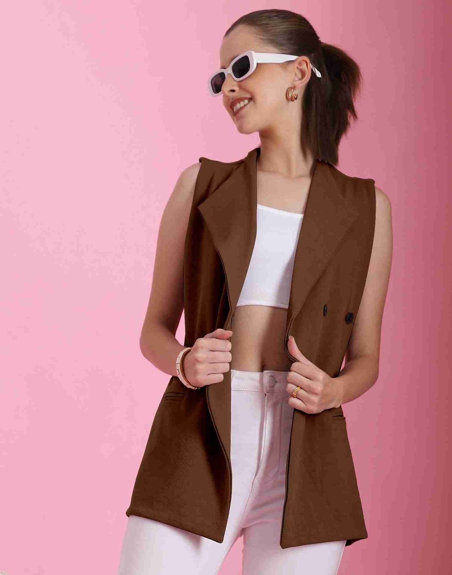 Brown Lycra Plain Top