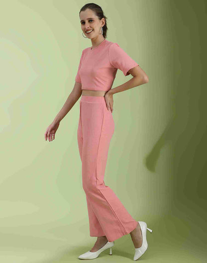 Pink Lycra Plain Co-ord Set
