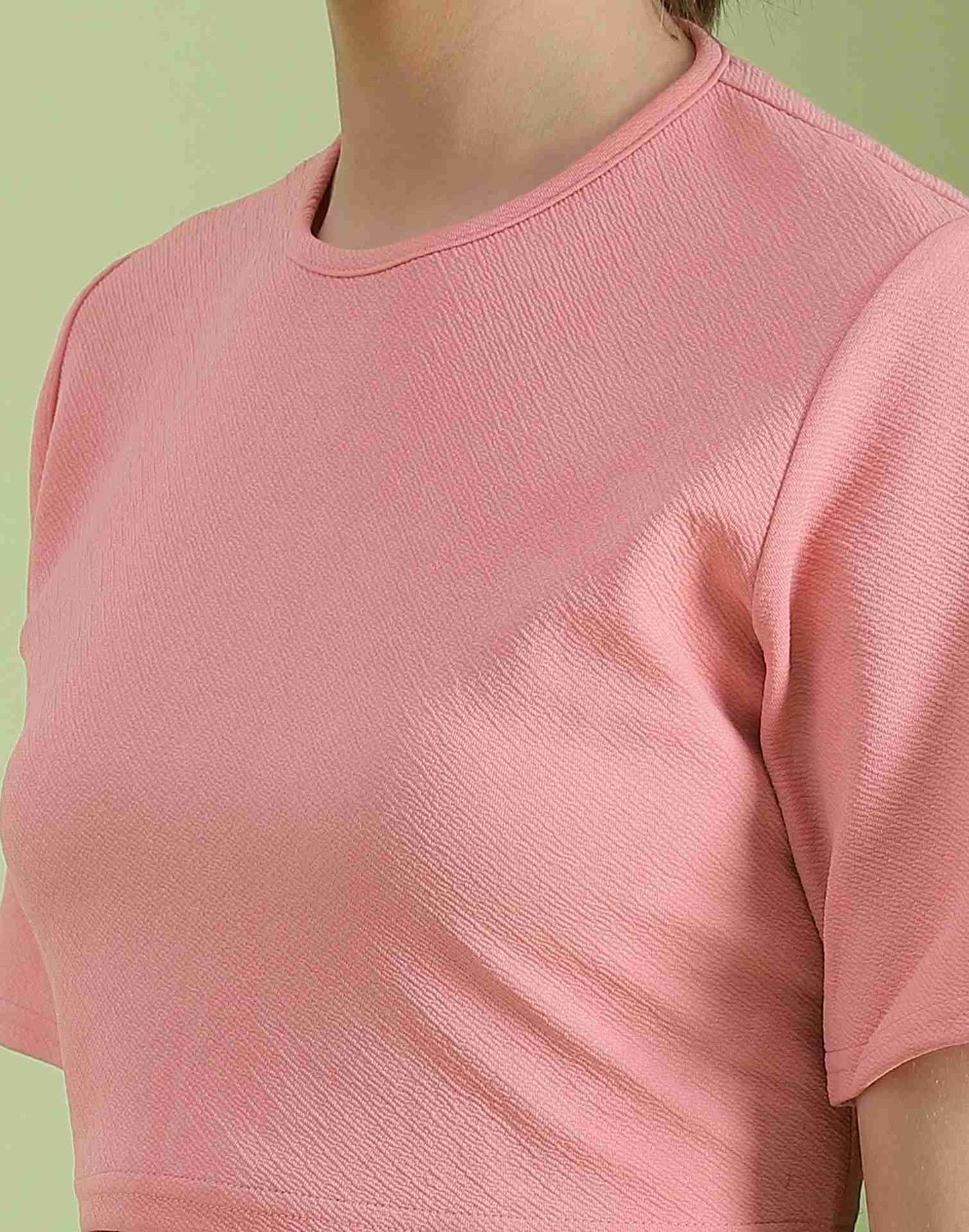 Pink Lycra Plain Co-ord Set