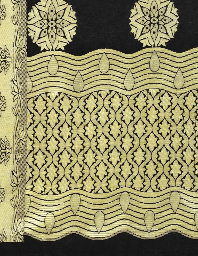 Flamboyant Black Coloured Poly Silk Jacquard Banarasi Dupatta | Sudathi