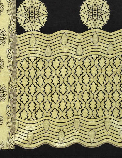 Flamboyant Black Coloured Poly Silk Jacquard Banarasi Dupatta | Sudathi