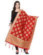 Sleek Red Coloured Poly Silk Jacquard Banarasi Dupatta | Sudathi