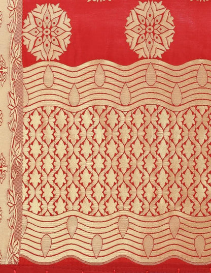 Sleek Red Coloured Poly Silk Jacquard Banarasi Dupatta | Sudathi