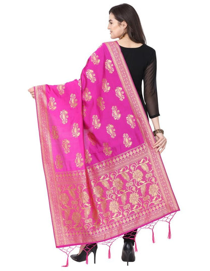 Vintage Pink Coloured Poly Silk Jacquard Banarasi Dupatta | Sudathi