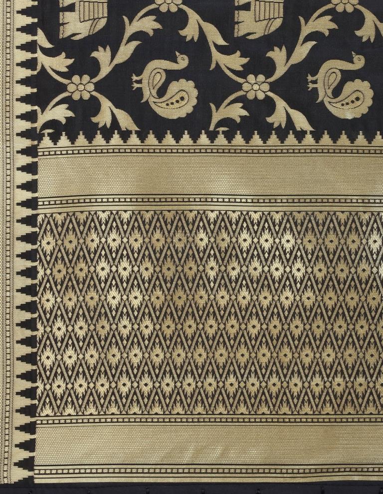 Peppy Black Coloured Poly Silk Jacquard Banarasi Dupatta | Sudathi