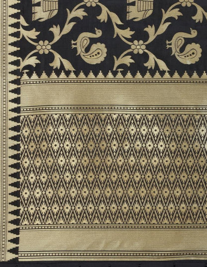 Peppy Black Coloured Poly Silk Jacquard Banarasi Dupatta | Sudathi