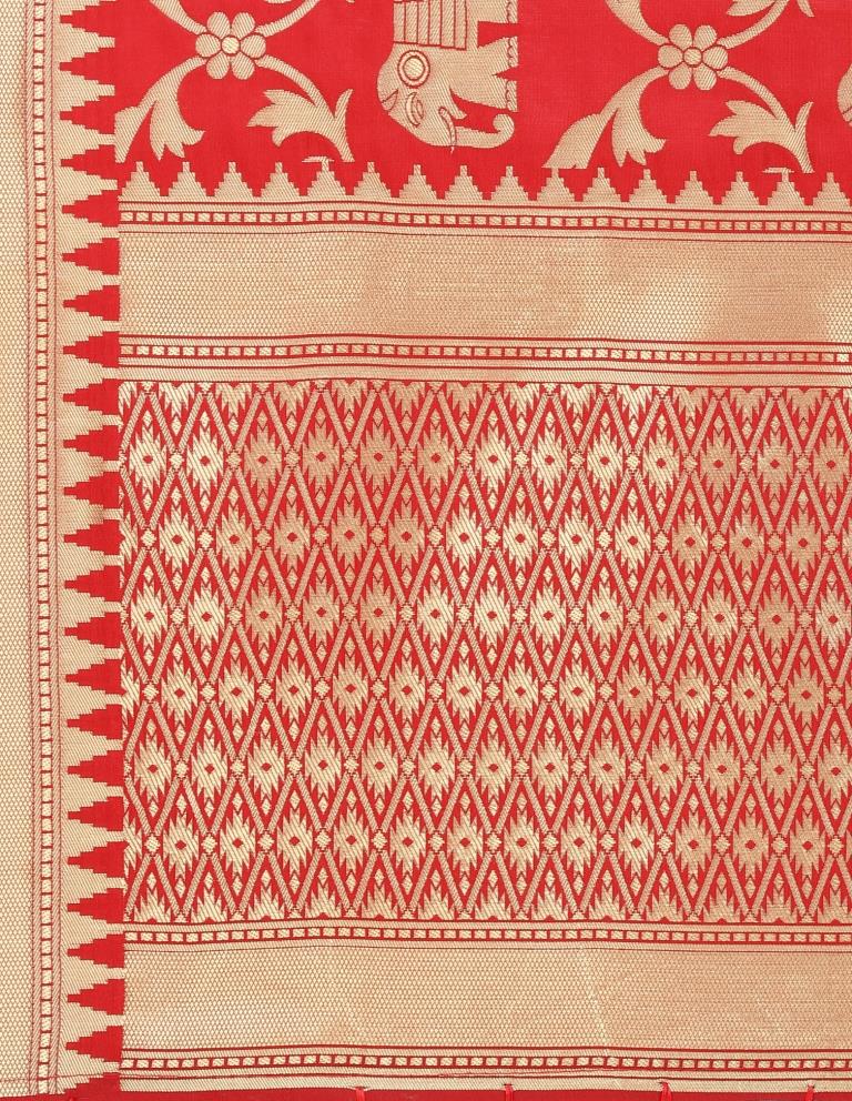 Charismatic Red Coloured Poly Silk Jacquard Banarasi Dupatta | Sudathi