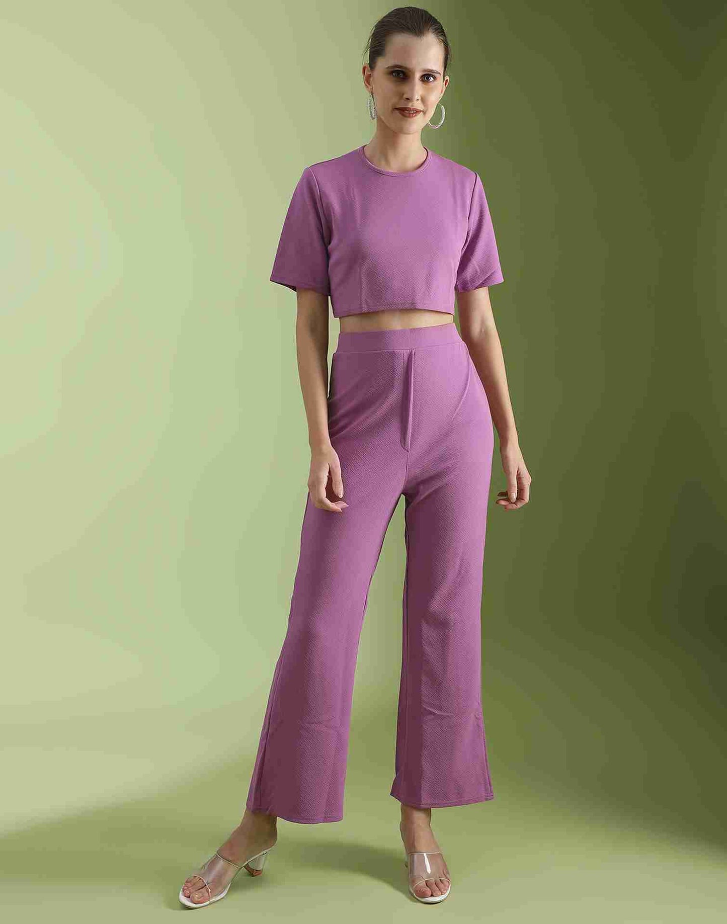 Lavender Lycra Plain Co-ord Set