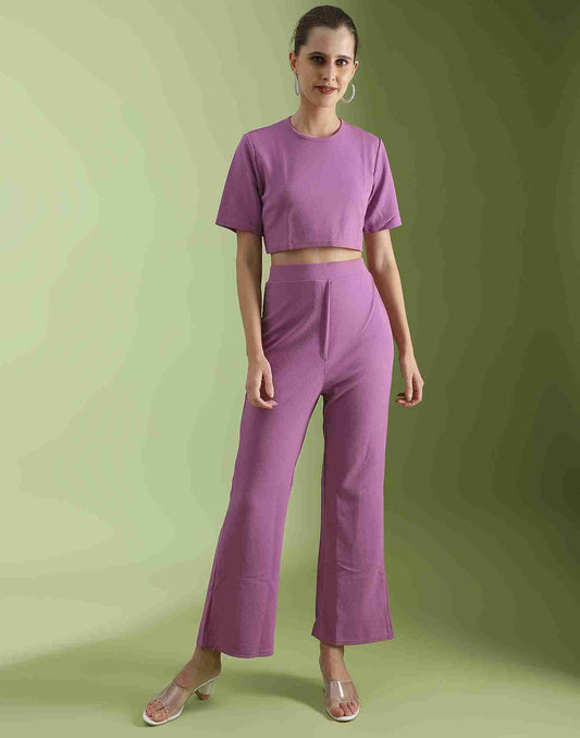 Lavender Lycra Plain Co-ord Set